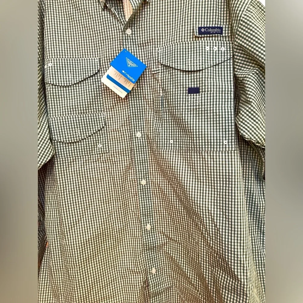 Columbia Men's Casual Button Down Shirt - Black and White Checkered - Picture 3 of 4
